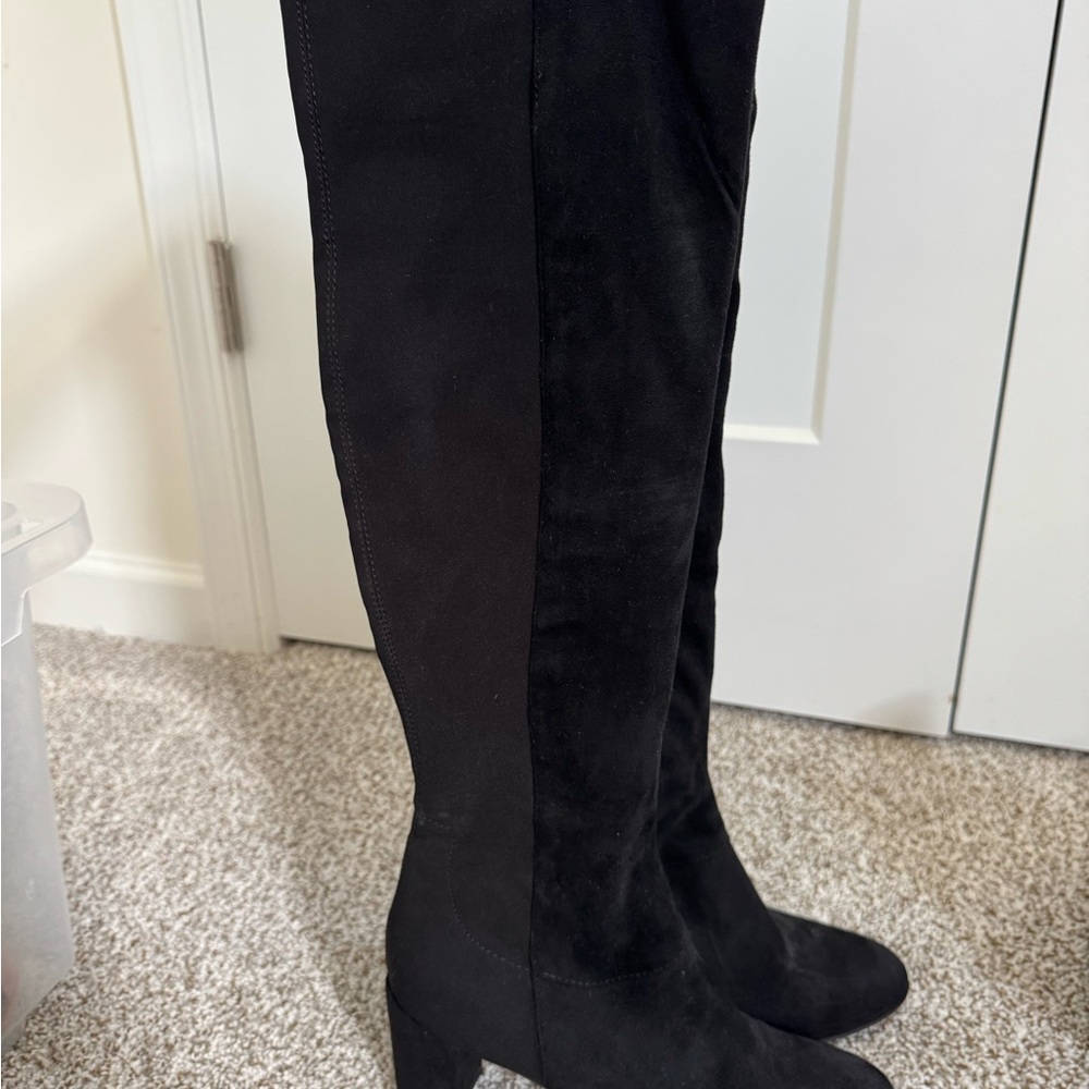 Marc Fisher Black Over the Knee Boots with Block Heel